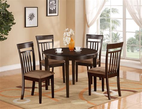 42 results for round table and chairs. 5 PC ROUND KITCHEN DINETTE TABLE & 4 CHAIRS CAPPUCCINO | eBay
