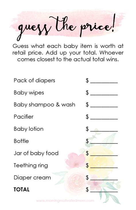 Baby Shower Name Game Printable Morning Motivated Mom