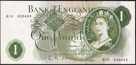 Bank Of England 1 Pound Note From 1960s The £ Symbol Is A Stylist L