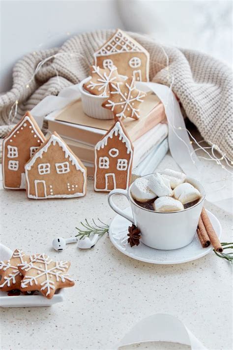 Christmas Aesthetics Background White Delicate Marshmallows Cup Of