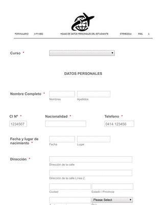 Hoja De Datos Personales Del Estudiante Plantilla De Formulario Jotform