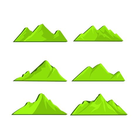 Premium Vector Green Mountain Vector Illustration Set Design