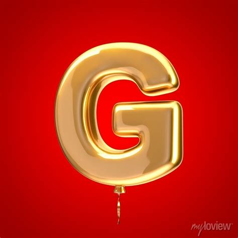 Gold Balloon Font Letter G Uppercase Posters For The Wall • Posters