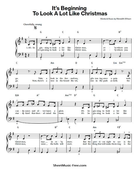 It S Beginning To Look A Lot Like Christmas Sheet Music Easy Piano ♪ Smf