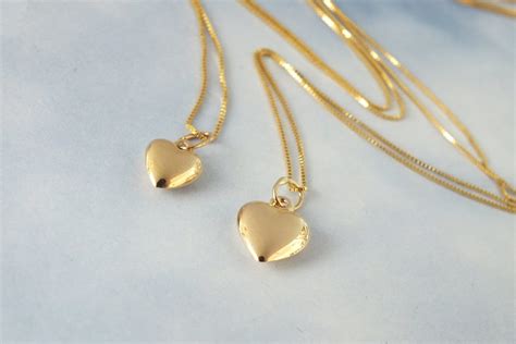 Gold Heart Necklace Tiny Solid 14k Gold Heart Necklace 14k Etsy