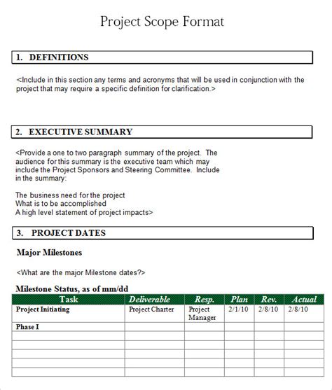 Free 7 Sample Project Scope Templates In Pdf Ms Word