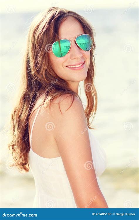 Young Caucasian Adult Woman Enjoying Summer Vacation Stock Image