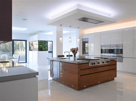 The kitchen has an island in the middle made in a similar style. Abrami-Gill: A Bright White & Walnut Kitchen from ...