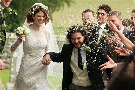 kit harington and rose leslie got married and the game of thrones cast was there vogue