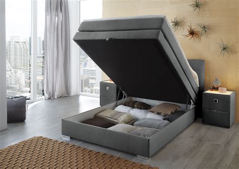 Anthrazitfarbene moderne homestyle4you betten mit bettkasten mit stauraum 140x200. Amelie Boxspringbett 140x200 cm mit intergriertem ...