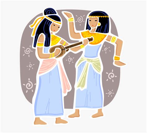 Vector Illustration Of Ancient Egypt Musician Plays Ancient Egyptian Dance Cartoon Hd Png