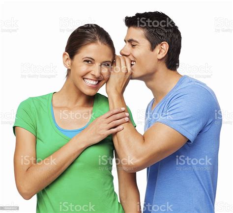 Man Sharing Secret To His Girlfriend Isolated Stock Photo Download