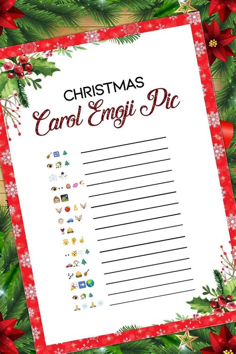 Christmas Carol Emoji Pictionary Gamechristmas Printable Etsy Emoji