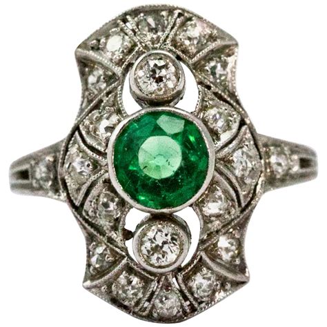 Art Deco Emerald And Diamond Ring For Sale At 1stdibs