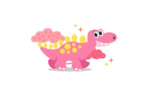 Dino Pink Animal Cute Monster Design Graphic By Povridestudio