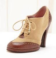 Hazel British Tan Faux Suede Lace Up High Heel Ankle Bootie Scala EBay