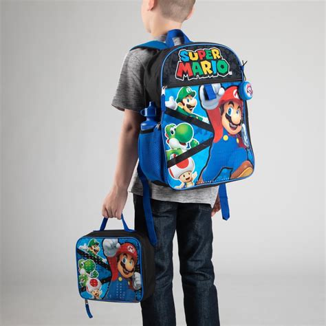 Bioworld Super Mario Backpack 5 Piece Kids Bag Set