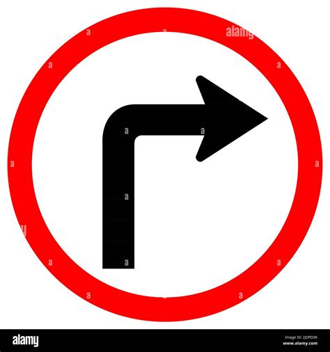 Turn Right Traffic Road Sign Isolate On White Backgroundvector