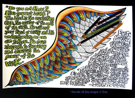 Yet they that wait upon the lord shall renew their strength; Who wants to color? These b&w prints of my original hand ...