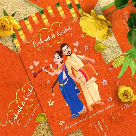 How to order indian wedding invitations from india? Caricature Illustrated Wedding Invitation Design. on Behance