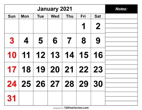 Better yet, why not download different styles for different months of 2021? Free January 2021 Printable Calendar