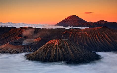 Volcano Landscape Clouds Hd Wallpaper Nature And Landscape