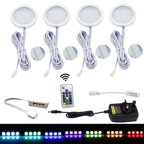 Check spelling or type a new query. 4pcs RGB LED Under Cabinet Light Downlight Spotlights with ...