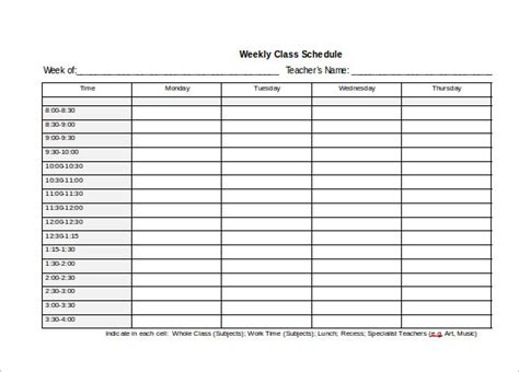Free 8 Sample Class Schedule Templates In Pdf Ms Word