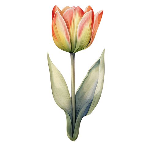 Watercolor Beautiful Orange Tulips Tulips Flower Basket Ai Generative