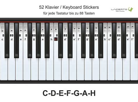 Beim lernen mit klaviatur 3 mm varianten: Klavier-, Piano-, Keyboard-, Noten- Aufkleber, C-D-E-F-G-A ...