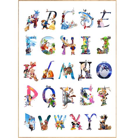 Alphabet Disney Poster Letters A Z 98 Disney Posters And Art Prints Uk