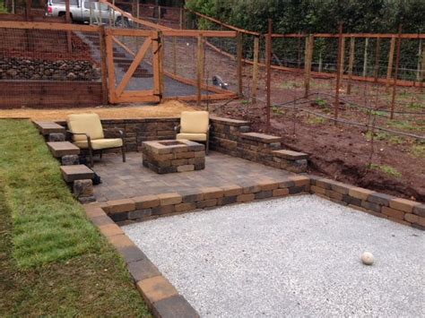 The surface of a bocce court can be covered with sand, decomposed granite, or crushed oyster shells. Bocci back left corner or will animals just use for a ...