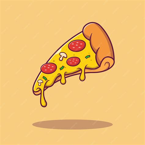Premium Vector Flying Slice Of Pizza With Dripping Cheese