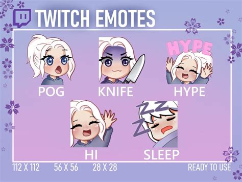Twitch Discord Emotes White Hair Chibi Emote Cute Etsy Hot Sex Picture