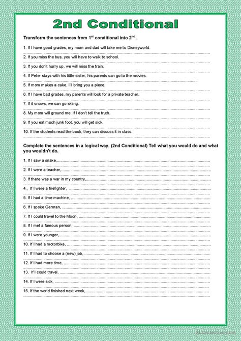 Second Conditional General Gramma English Esl Worksheets Pdf And Doc
