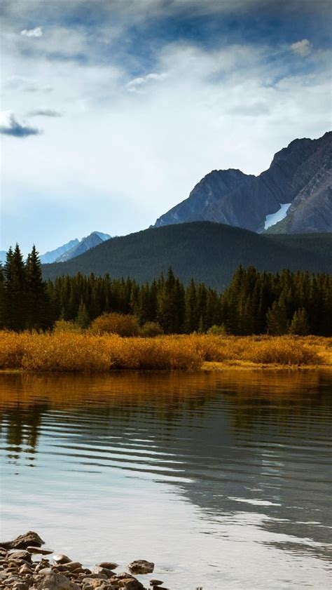 Fonds Décran Canada Alberta Montagnes Forêt Dautomne Lac Bleu Ciel