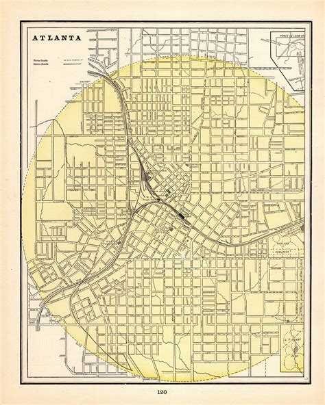 1894 Antique Atlanta City Map George Cram Street Map Of Etsy