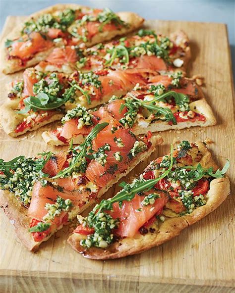Norwegian Pizza With Smoked Salmon Goat Cheese And Herb Oil Sweet