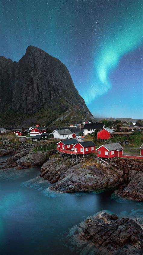 Lofoten Islands Wallpaper 4k Aurora Borealis Landscape Night Stars