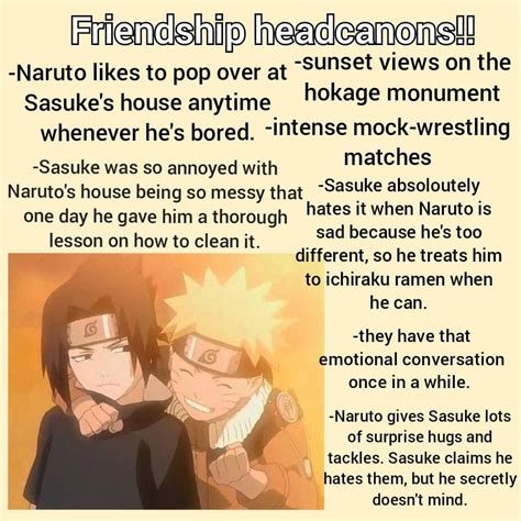 Sasuke And Naruto Friendship Headcanons In 2022 Headcanon Naruto