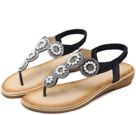 Sandales Pour Femmes Chaussures Dété Femmes Bohême Plage Tongs Sandales Plates Souples Femme