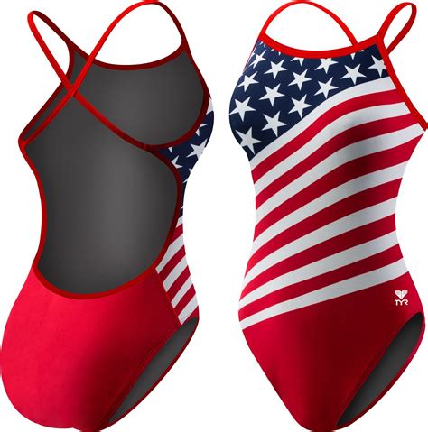 Tyr Women S American Flag Crosscutfit Back Swimsuit Size Blue