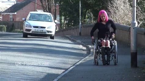 Exhibitionist Wheelchair Babe Leah Caprice Public Nudity And Pussy