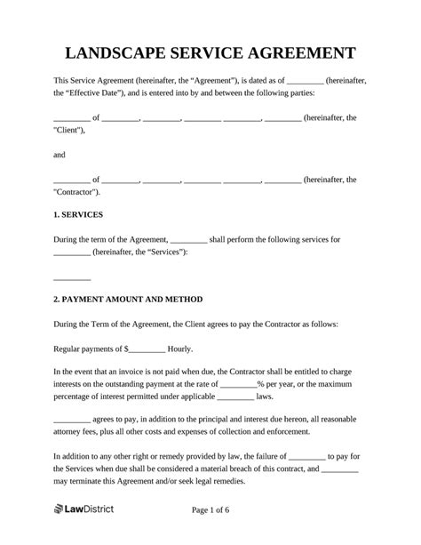 Landscaping Contract Template Service Agreement Lawdistrict
