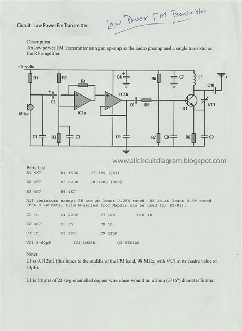 Low Power Fm Transmitter Gallery Of Electronic Circuit Diagram Free
