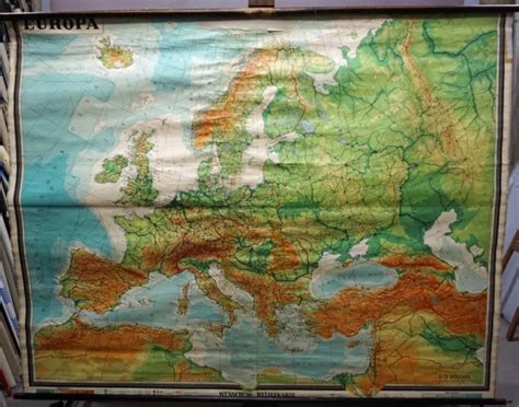 Vintage School Map Rollable Poster Wall Chart Europe 20599 Picclick