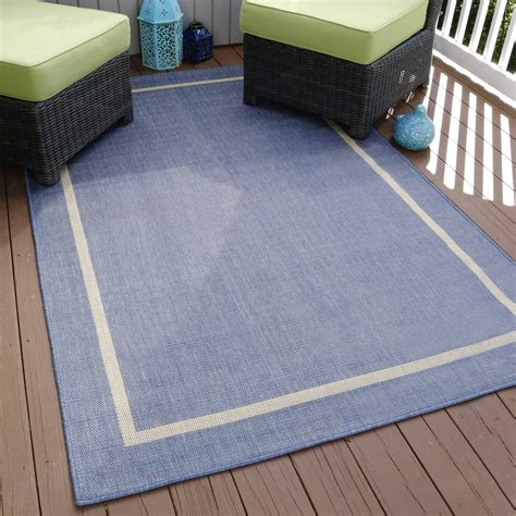 Somerset Home Border Indooroutdoor Area Rug Blue 5 X 77