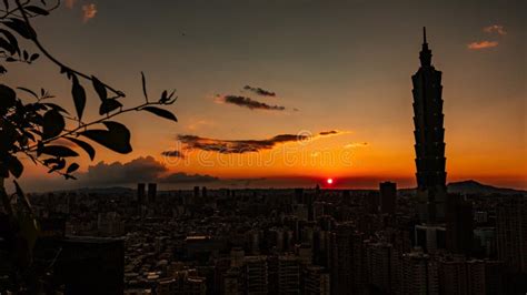 The Taipei 101 Sunset And Sky Taiwan Stock Photo Image Of Color