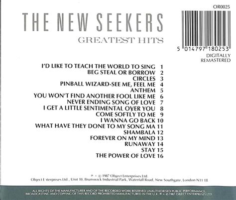 Greatest Hits The New Seekers Cd Album Muziek