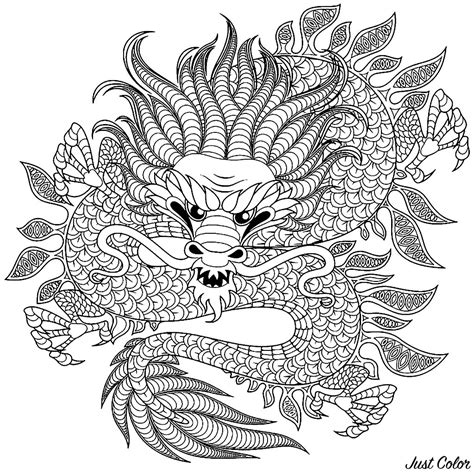Dragon circular - Dragons Adult Coloring Pages